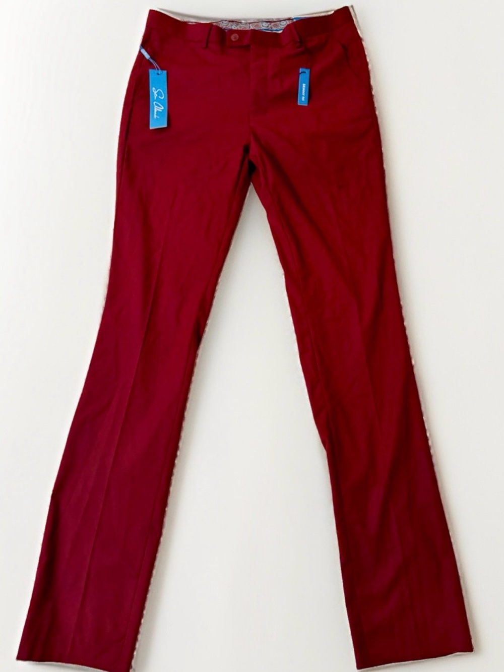 Sean Alexander Pants Mens 32x38 Burgundy Skinny Dress Stretch New Tags MSRP $449